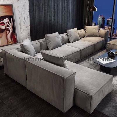 (MN-SF92) Home Modern Simple Comfortable Living Room L Grey Sofa Furniture
