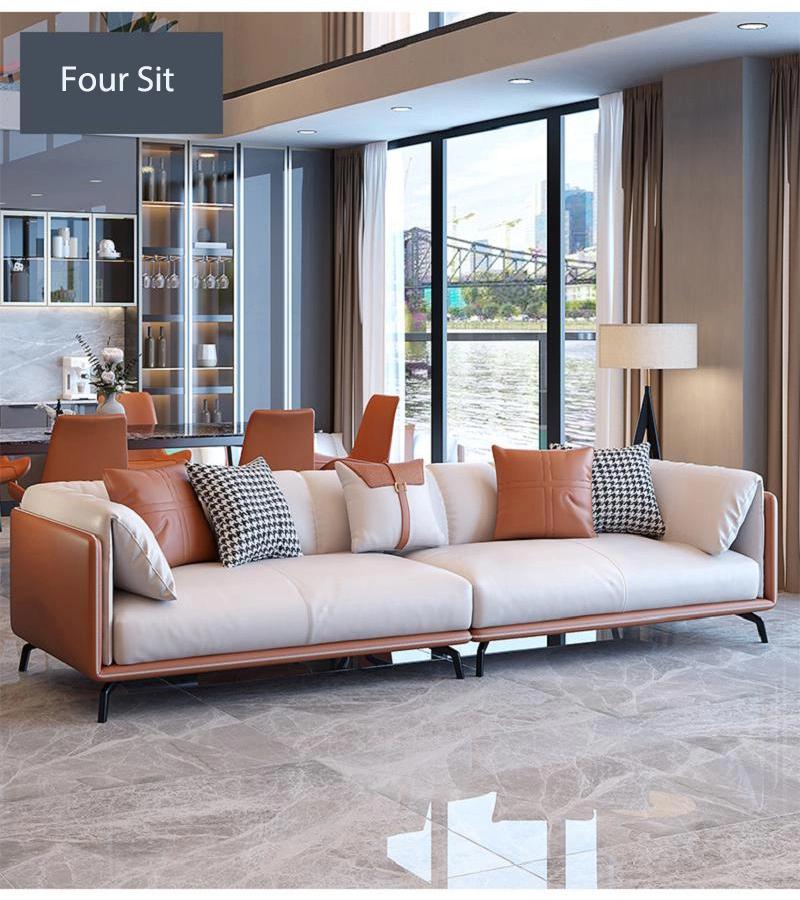 Customized Leather Wooden Frame Combination Sofa Nordic