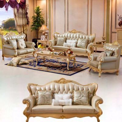 Wholesale Wood Carved Leather Sofa From Foshan Couch Factory