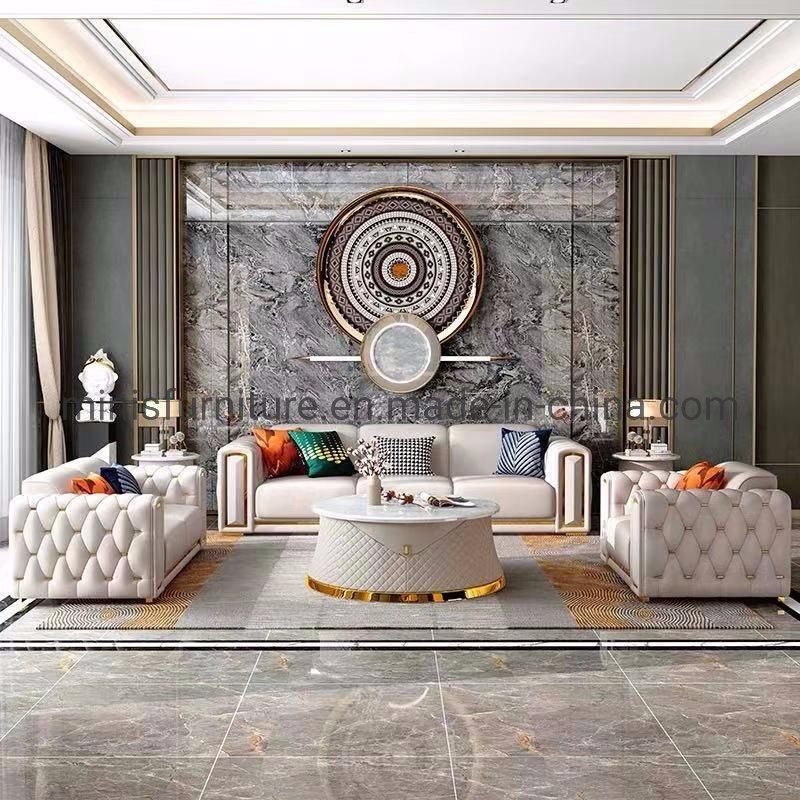 (MN-SF94) Hotel Lounge Living Room Gold Frame Fabric Sofa