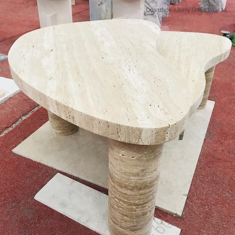 Wholesale Antique Cream Marble Center Tea Coffee Table Top for Hotel and Restaurant Design