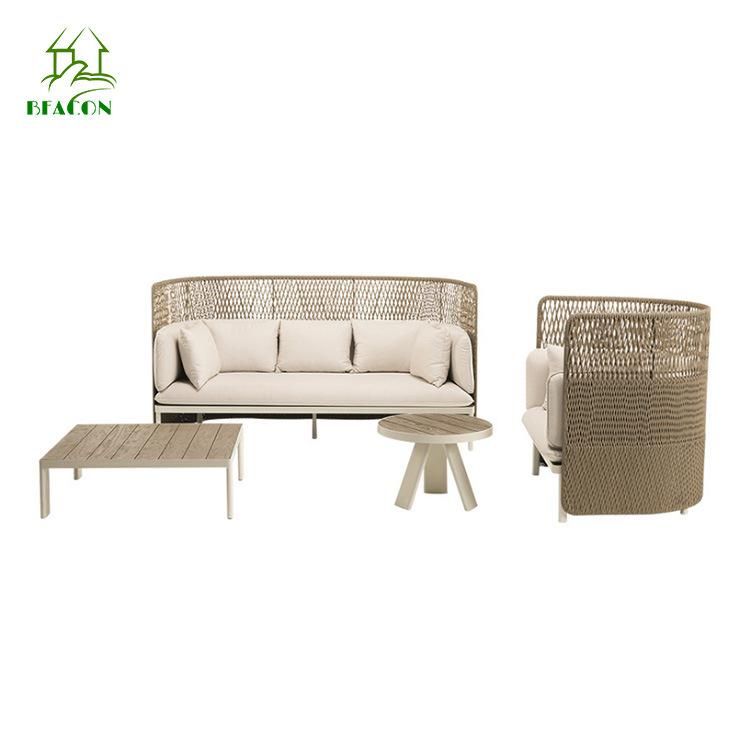 Aluminum Outdoor Rope Wooden Sofa