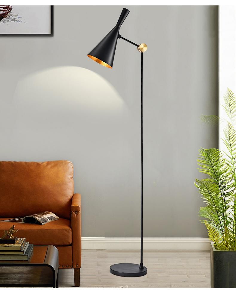 Hotel Modern Vintage Iron Industrial Custom Made Adjustable Lighting Fixture Black Sofa Table Light LED Decoration Floor Lamp