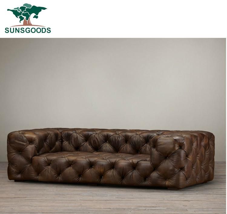 High Quantity Tufted Real Leather Couch Customized Sofa Furniture