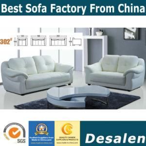 Cream Color Home Furniture Genuine Leather Sofa (302)