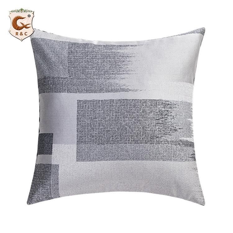 High Quality Blue Green Silk Satin One Side Jacquard Spliced Decor Pillow Cushion Cover for Living Room Sofa