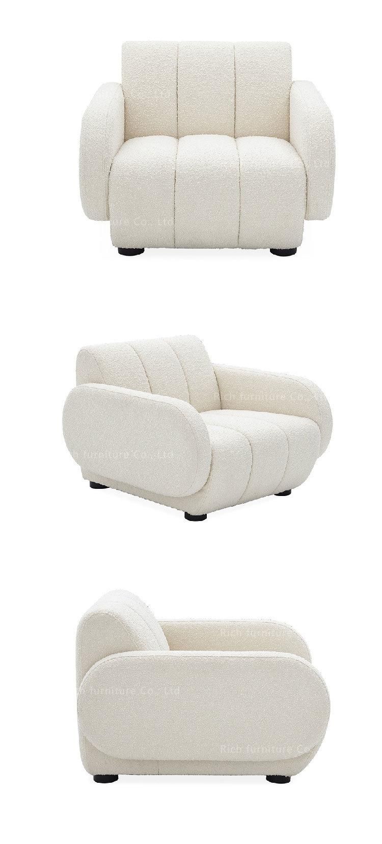 Modern White Sofa Boucle Fabric 3 Seater Home Furniture Sofa
