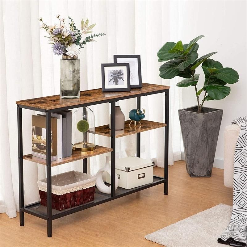 Console Table Sofa Table with Shelves 4-Tier Industrial Hallway Entrance Table for Living Room