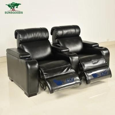 Modern Style Home Theater Living Room Electric Recliner Leather Wood Frame Sofa