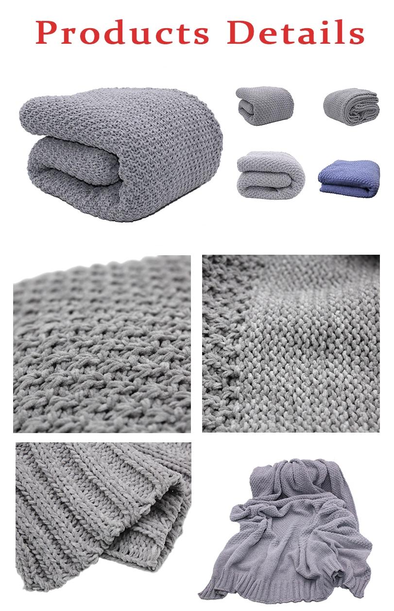 Custom Knit Okeotex-100 Microfiber Super Soft Travel Flannel Coral Fleece Bedroom Sofa Throws Blanket