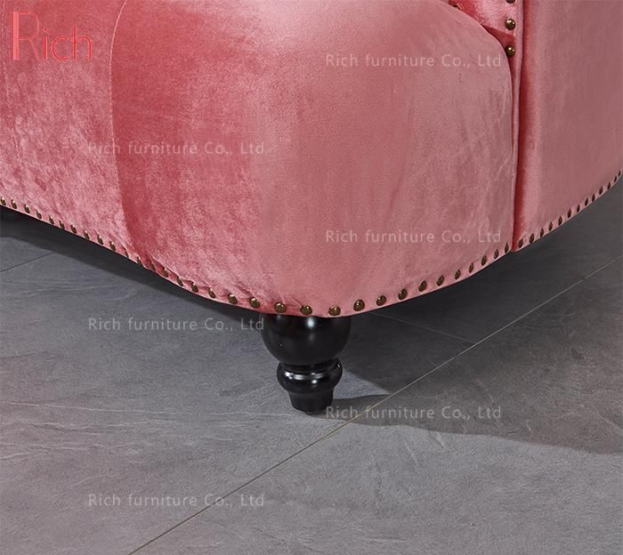 Modern Lobby Furniture Chesterfield Design One Seater Velvet Sofa