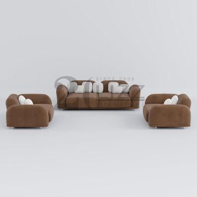 Modular European Style High Quality Living Room Furniture Modern Leisure Wooden Frame Brown Fabric Sofa