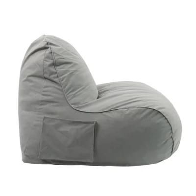 Luckysac Grey Oxford Fabric Outdoor Bean Bag Chair, Single Person Chair, Filled Bean Bag Stuffed Waterproof Lazy Sofa