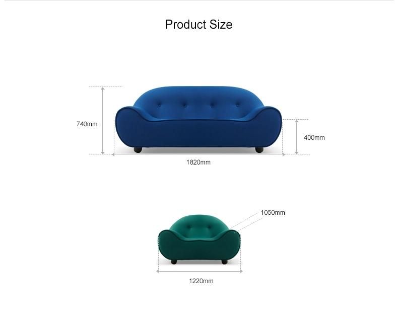 Home Furniture 2 Seat Sofa Set High Back Fabric Leisure Fabric Sofa