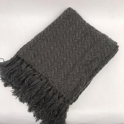 Luxury Soft Solid Color Sofa Crochet Acrylic Blanket