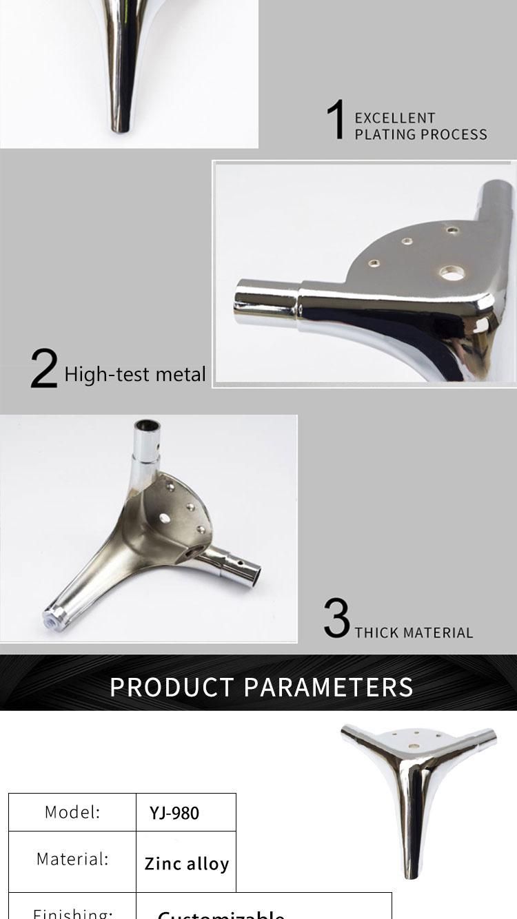 Popular H150mm Triangle Shape Furniture Hardware Accessories China Manufacturers for Sale Cast Zinc Alloy Silver Color Couch Sofa Legs