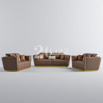Professional Modern Design Hotel Home Furniture European Style Living Room Genuine Leather Sofa