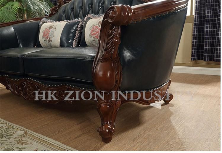 Foshan Top Quality European Antique Style Living Room Sofas Luxury Sofa Living Room Furniture House Sofa Set Hotel Setting Room Cowhide Sofa