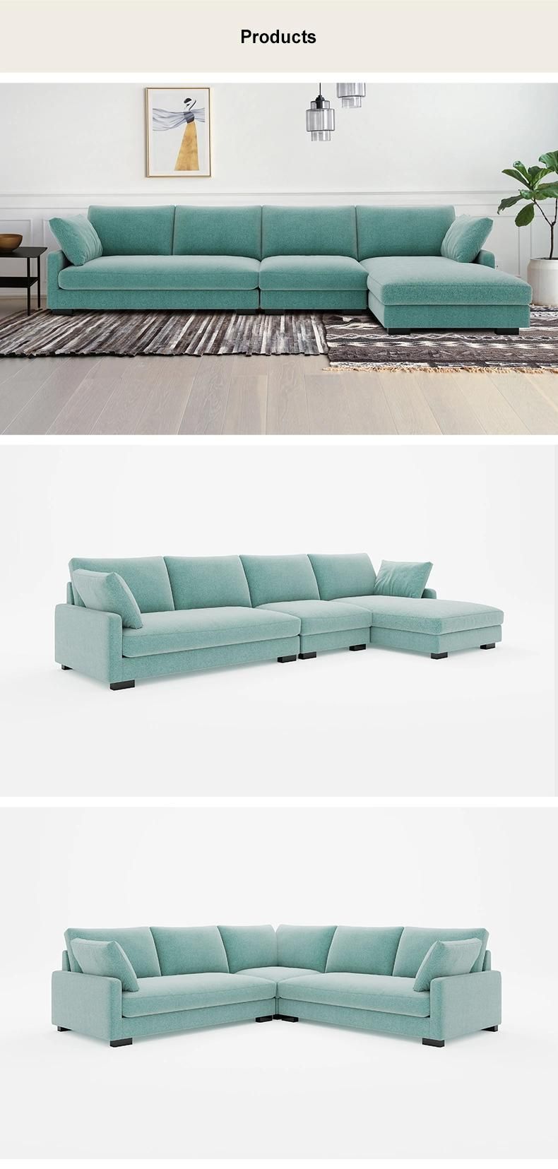 Modern 3 Seater Set Living Room Fabric L Shape Sofa