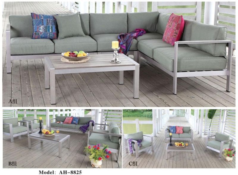 Patio Furniture Set 4 Piece Outdoor Patio Coffee Table and Cushioned Sofa Sets Conversation Set