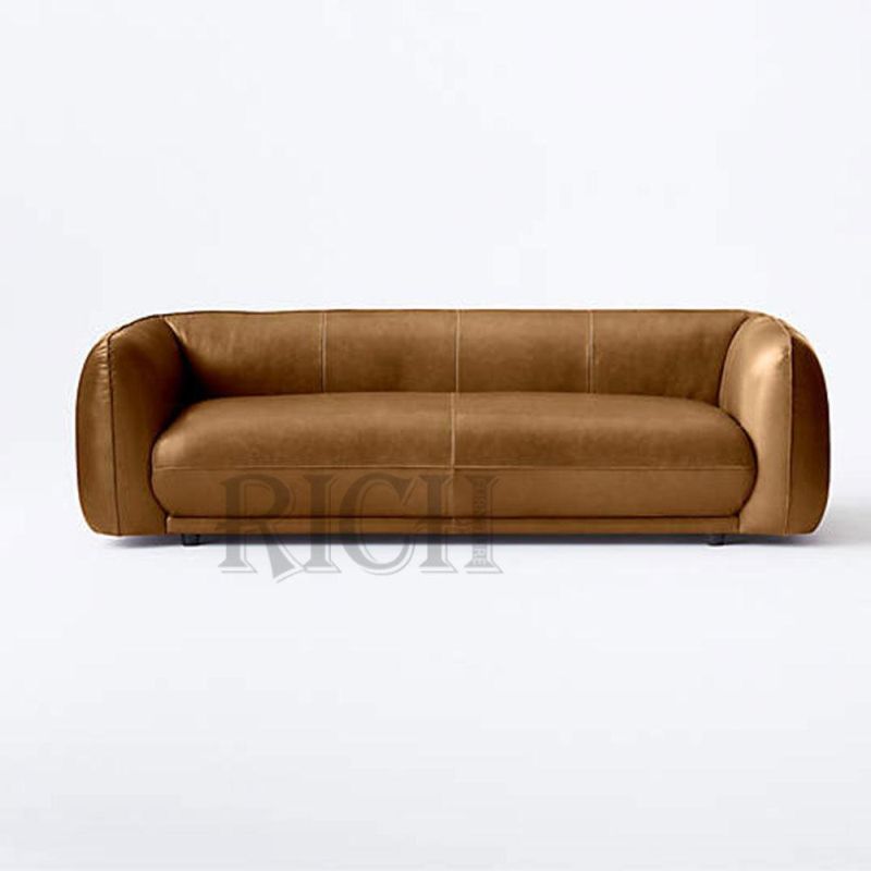 Modern Italian Loveseat Leather Sofa Flat Back Living Room Sofa