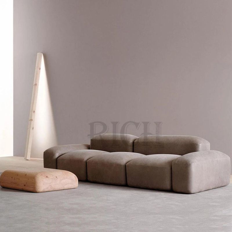 Living Room 3 Seat Lounge Couch Italian Sofa Genuine Leather Minimalist Sofa