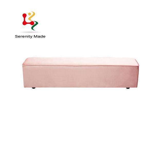 Stylish Modern Pink Upholstered Metal Frame Leisure Couch Sofa Without Back for Coffee Shop