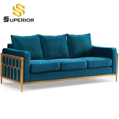 Luxury Hotel Furniture Gold Stainless Steel Frame Leisure Sofa