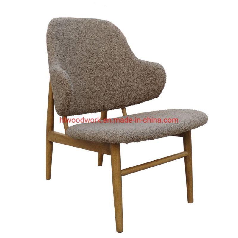 Oak Wood Frame Brown Color Magnate Chair Brown Teddy Velvet Dining Chair Wooden Chair Lounge Sofa Coffee Shope Arm Chair Living Room Sofa
