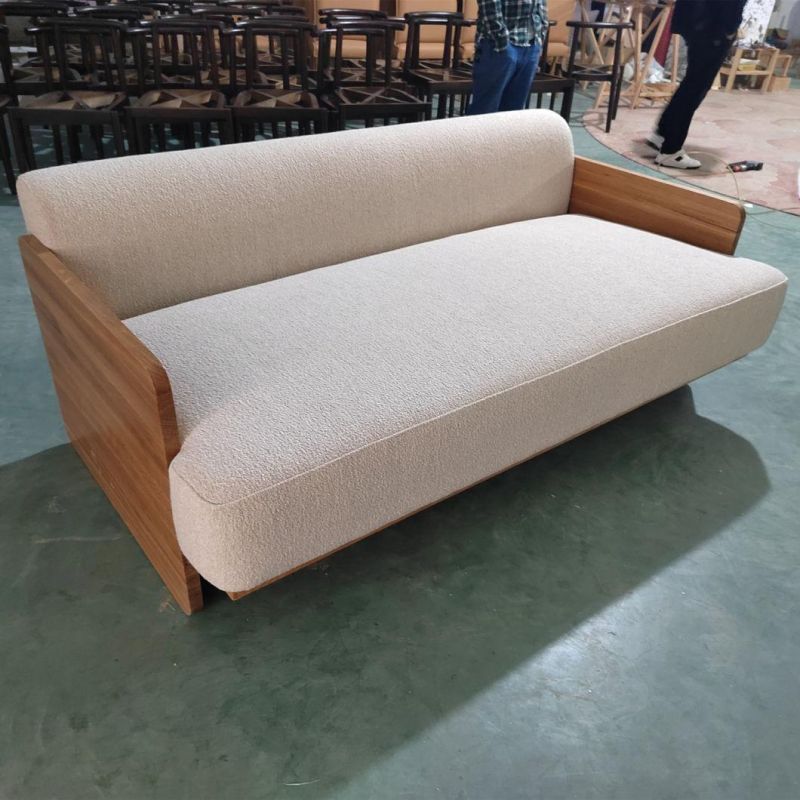 Modern Solid Oak Frame Sofa Bed for Hotel Room Resort Minimalist Living Room Couch