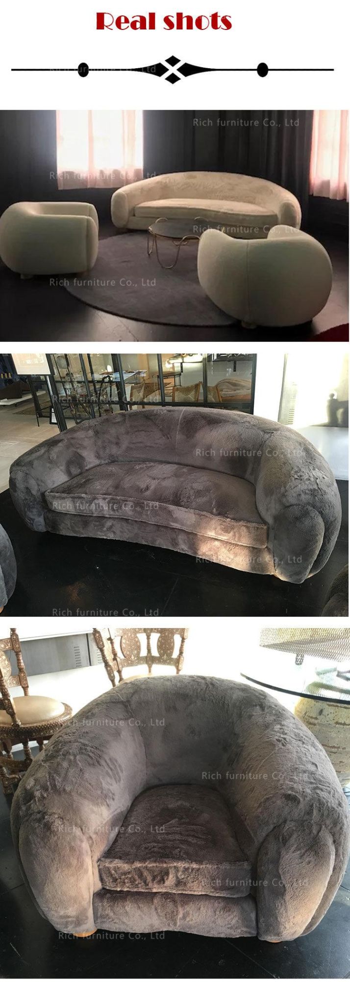 Modern Furniture Three Seat Fabric Leisure Sofa