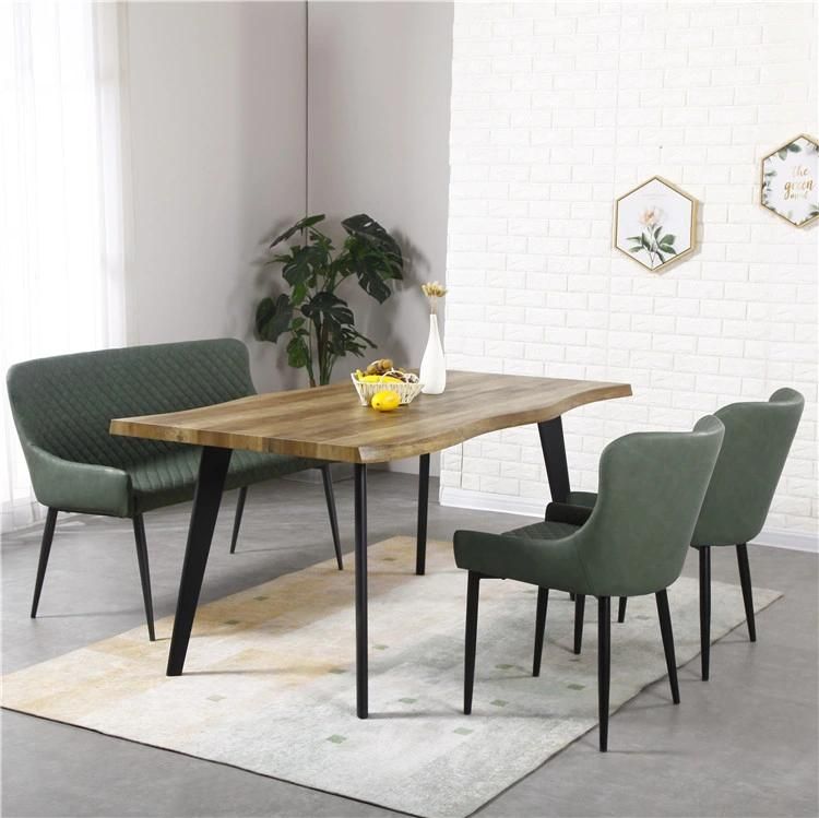 Modern Living Room Home Restaurant Office Furniture Upholstered Green Velvet Metal Console Bench Long Living Room Chair Sofa