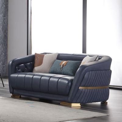 2021 Hot Sale Living Room Furniture Royal Blue Leather Sofa Set