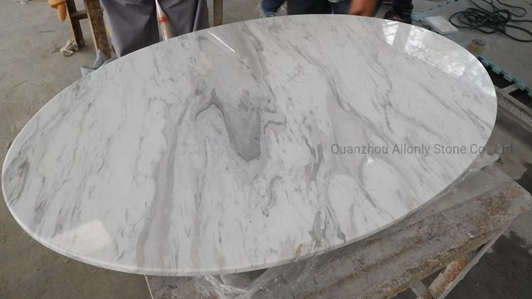 Modern Design Round Natural Stone Bianco Cararra/Volakas White Marble Table Top for Dining/Sofa Coffee/Side Table