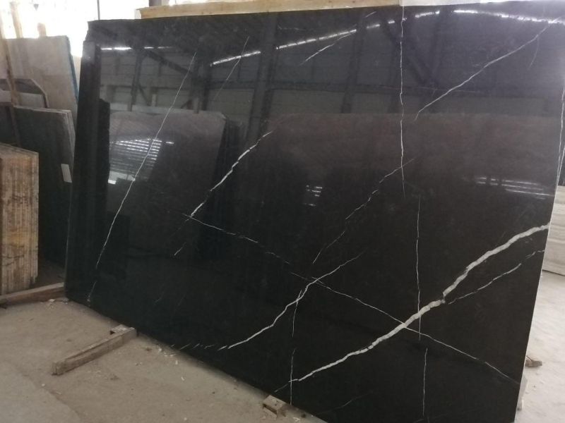 Natural Marquina Black Marble Plinth Stone Coffee Tabke for Living Room Furniture Design