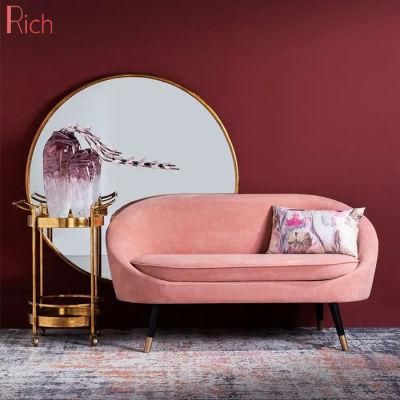 Modern Home Furniture Pink Fabric Velvet Couch Love Seat Leisure Sofa for Living Room Hotel Office Event