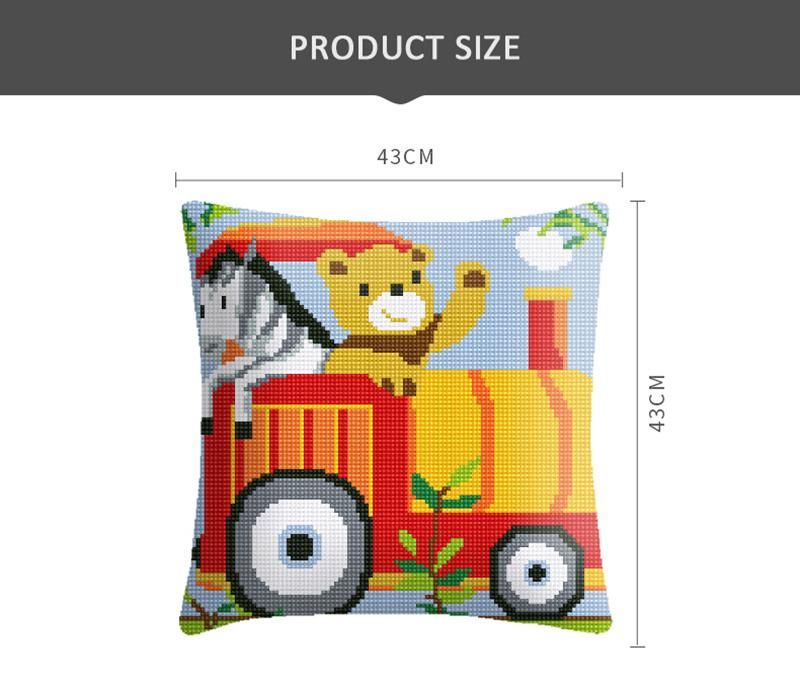 New Style Thread Embroidery Cute Bear Handmade Cross Stitch 3D Pillow Sofa Car Embroidered Cover