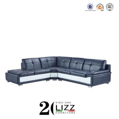 European Modern Home Living Room / Hotel Office Genuine Leather L Shape Sectional Corner Leisure Sofa