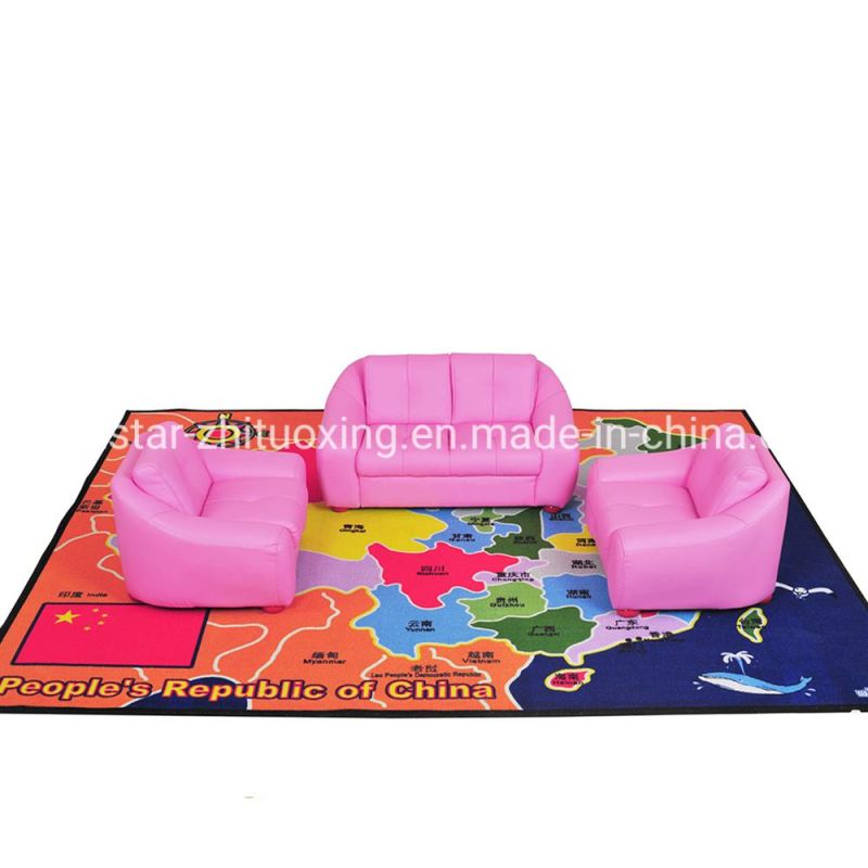 Wooden and Fabric Kids Nursery School Sofa, Modern Home and Living Room Sofa, Preschool and Kindergarten Day Care Center Sofa, Children Double Seat Sofa