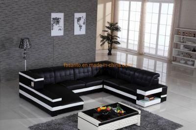 Modern U Shape Home Furniture European Style Top Grain Leather Living Room Sectional Sofa