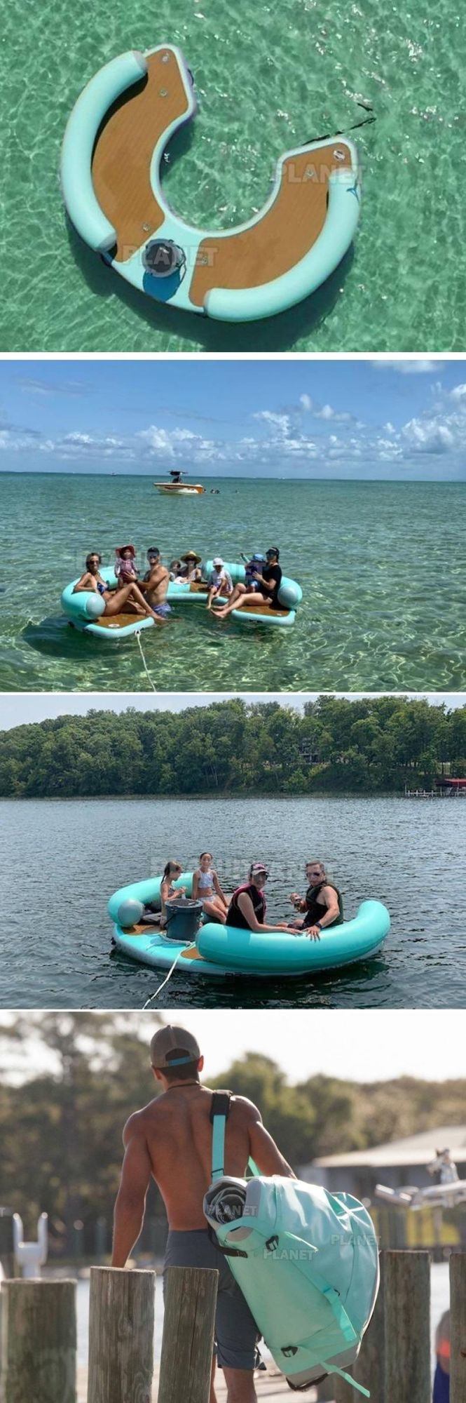 Hot Sale Summer Water Games Inflatable Floating Island Platform Bed Floating U Dock Inflatable Lounge Chair/Sofa