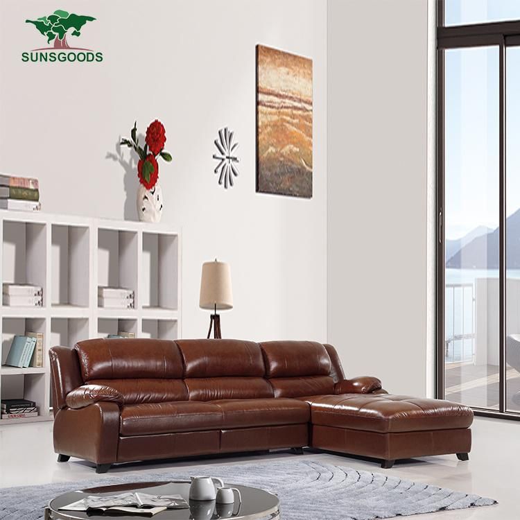 European Leisure Modern Living Room L Shape Sectional Genuine Leather Modular Chesterfield Corner Sofa Furniture