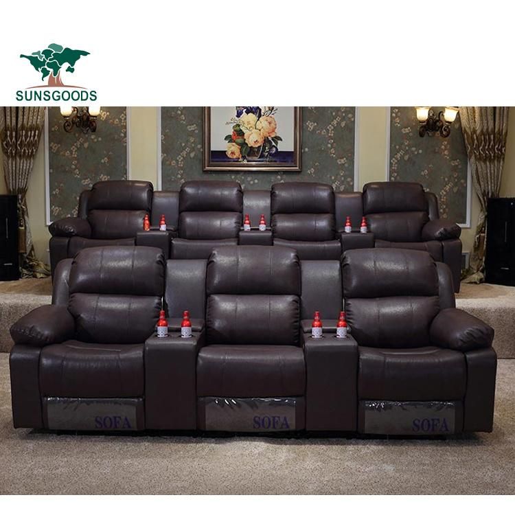 Two Lines 3 Seater Theater Couch Recliner for Home Theater