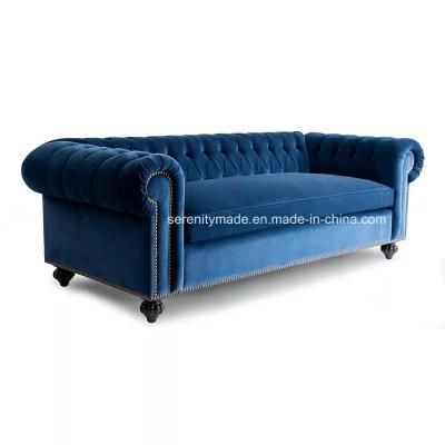 Luxury Classic European Tufted Velvet Wooden Sofa Designs