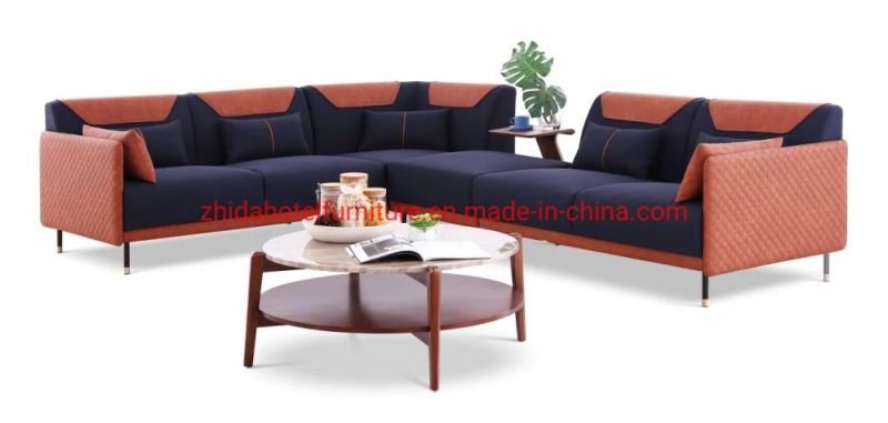 Home Furniture Modern Fabric Leather Wooden Hotel 3 Seat Sofa