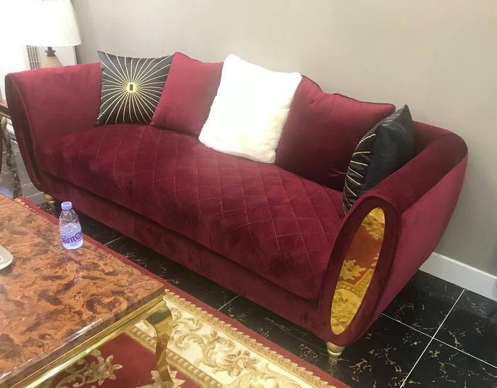 Solid Wood Frame Sofa with Fabric Velvet with Stainless Steel for Living Room Modern Furniture