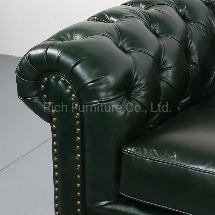 Classic Vintage Leather Chesterfield Sofa for Living Room