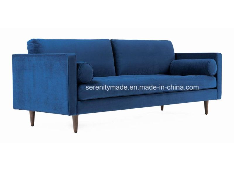 Modern Living Room 3 Seater Velvet Wooden Sofa