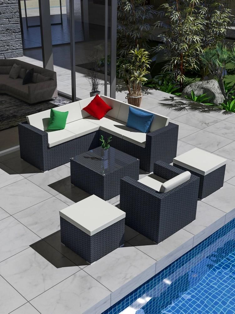 Outdoor Rattan Sofa Design Leisure Outdoor Balcony Rattan Chair Waterproof Villa Courtyard Sofa