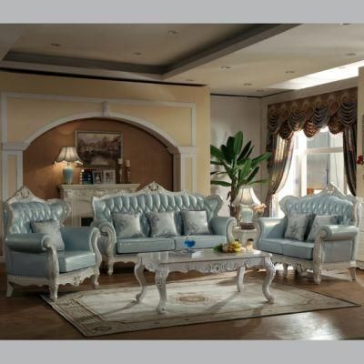 Classic Wooden Leather Sofa in Optional Sofa Furniture Color and Couch Seats